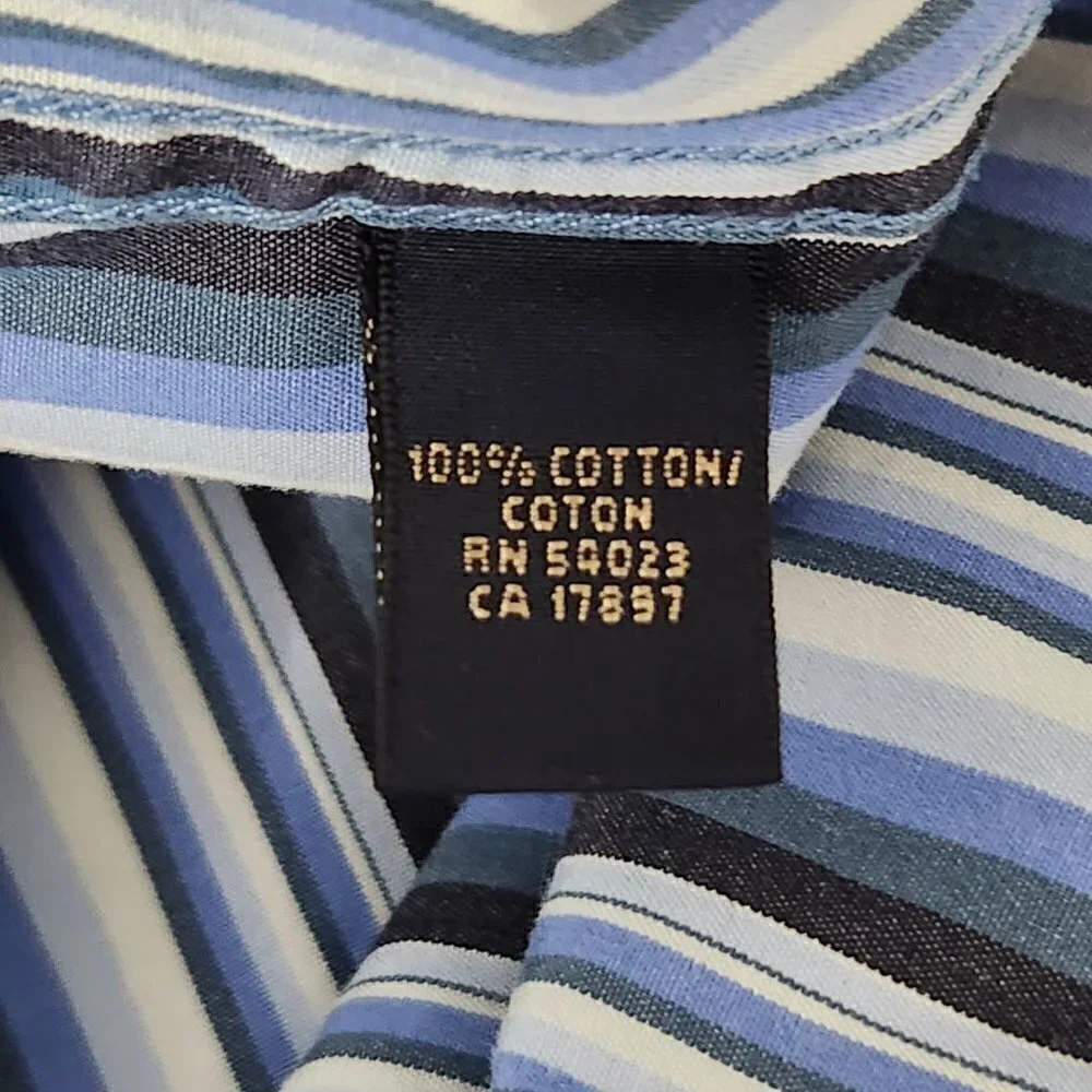 2/$20 Banana Republic Long Sleeve Striped Shirt in Blue - Size L
